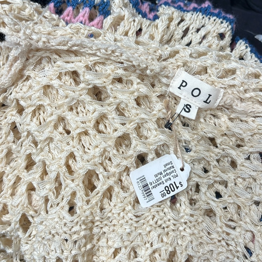 NWT POL Cream and Purple Knit Hooded Cardigan - Picture 5 of 8